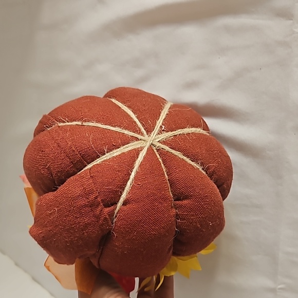 Hand Crafted Harvest Fabric Pumpkins 3Set Orange Farmhouse Handmade Autum Decor - Picture 9 of 17